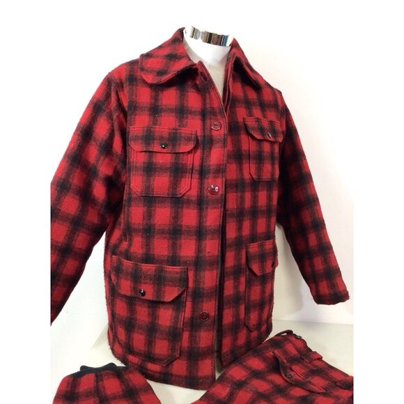 Woolrich Plaid Wool Mackinaw Cruiser Hunting Coat Jacket & Pants Mens Medium - Picture 6 of 8